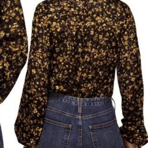 NEW Ramy Brook Billie Top Secretary Bow Sheer Textured Size XS - Picture 3 of 8